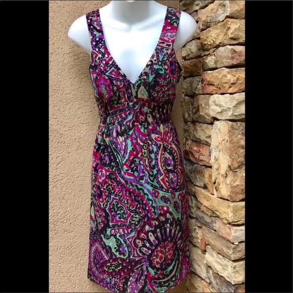 Tibi colorful silk V-neck dress size small - Picture 3 of 7